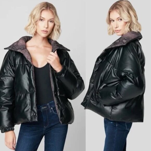 NWT BlankNYC Between The Line Reversible Jacket In Black & Rose Snakeskin - Picture 4 of 10